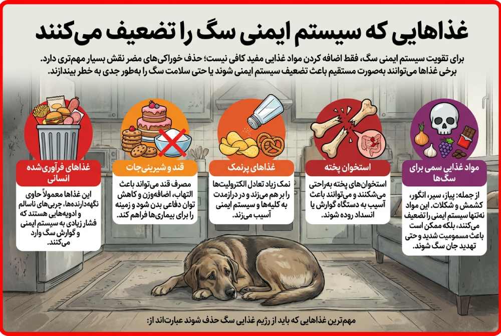 غذاهایی که سیستم ایمنی سگ را تضعیف می کنند